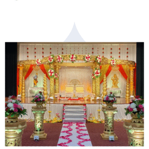 Carving Mandap with Six Pillars and Round Connectors